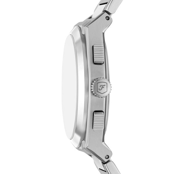 Montre homme Fossil Everett FS6104 – cadran bleu bracelet acier inoxydable argenté – vue 3