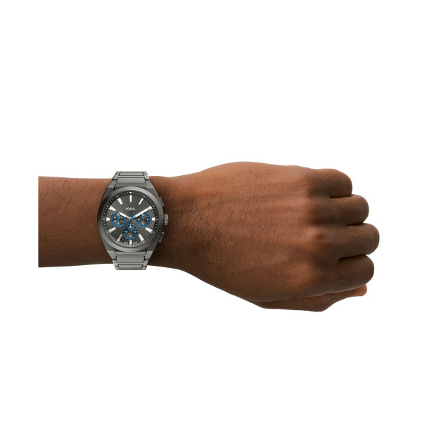 Montre homme Fossil Everett FS6107 – cadran gris bracelet acier inoxydable anthracite – vue 5