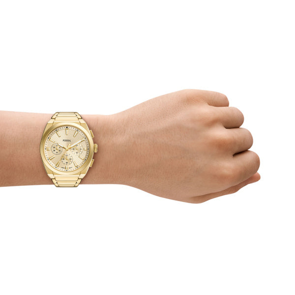 Montre homme Fossil Everett FS6119 – cadran doré bracelet acier inoxydable doré – vue 4