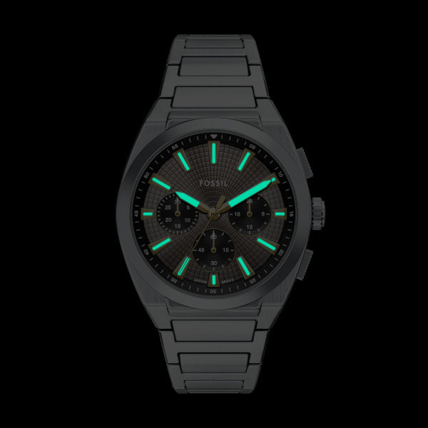 Montre homme Fossil Everett FS6128 – cadran gris bracelet acier inoxydable argenté – vue 5