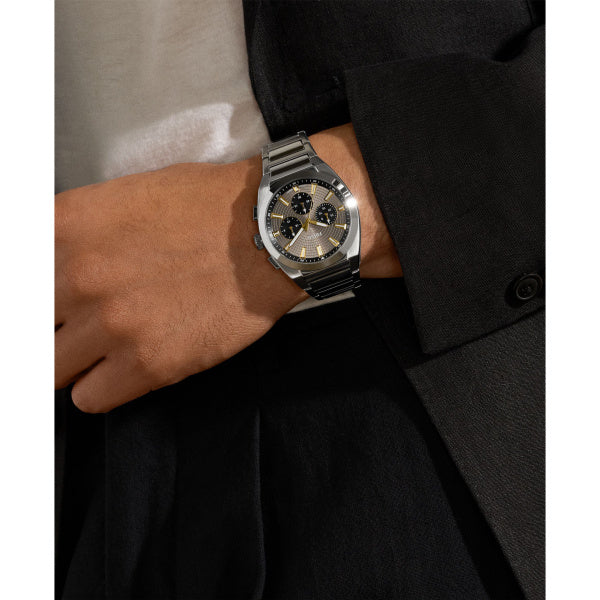 Montre homme Fossil Everett FS6128 – cadran gris bracelet acier inoxydable argenté – vue 4