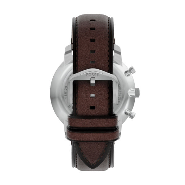 Montre homme Fossil Neutra FS6129 – cadran gris bracelet cuir marron – vue 2