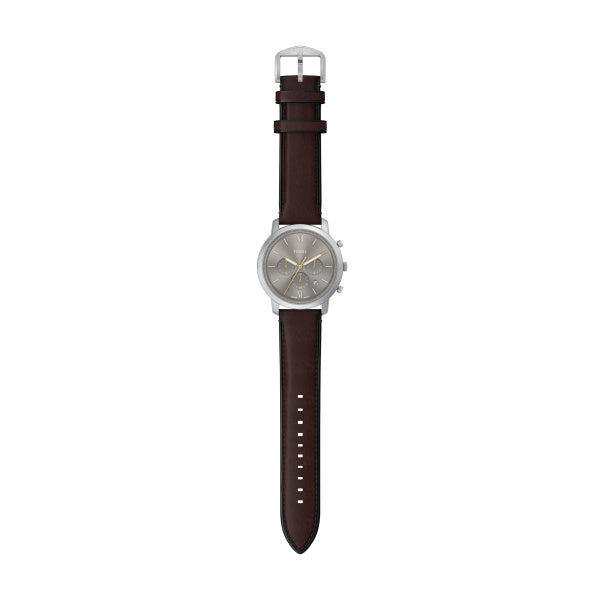 Montre homme Fossil Neutra FS6129 – cadran gris bracelet cuir marron – vue 6