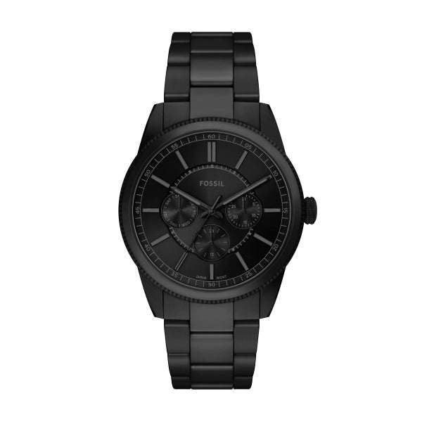 Montre homme Fossil Pearson FS6135 – cadran noir bracelet acier inoxydable noir – vue de face