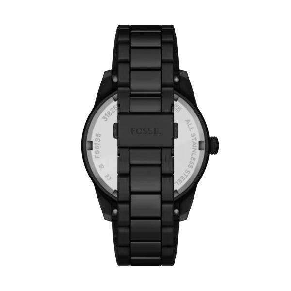 Montre homme Fossil Pearson FS6135 – cadran noir bracelet acier inoxydable noir – vue 2