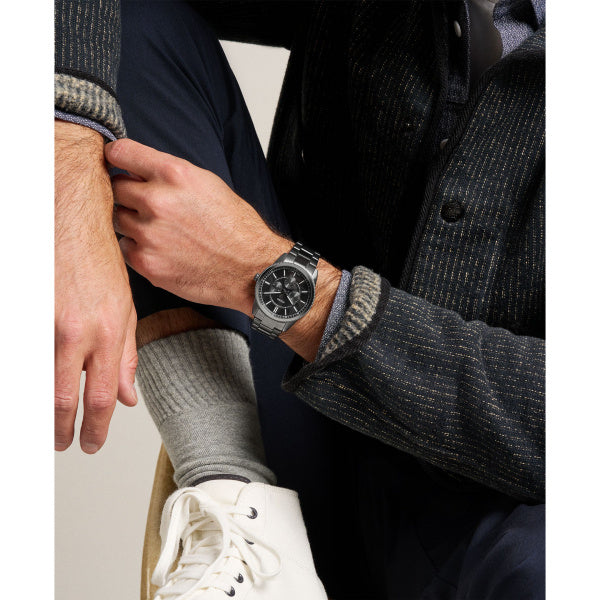 Montre homme Fossil Pearson FS6136 – cadran noir bracelet acier inoxydable anthracite – vue 4