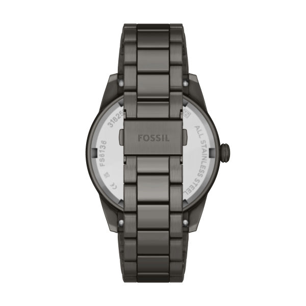 Montre homme Fossil Pearson FS6136 – cadran noir bracelet acier inoxydable anthracite – vue 2