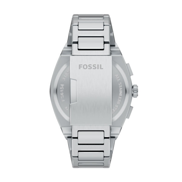 Montre homme Fossil Everett FS6154 – cadran bleu bracelet acier inoxydable argenté – vue 2