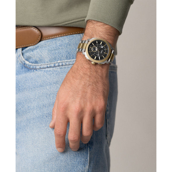 Montre homme Fossil Machine FS6159 – cadran noir bracelet acier inoxydable bicolore – vue 4