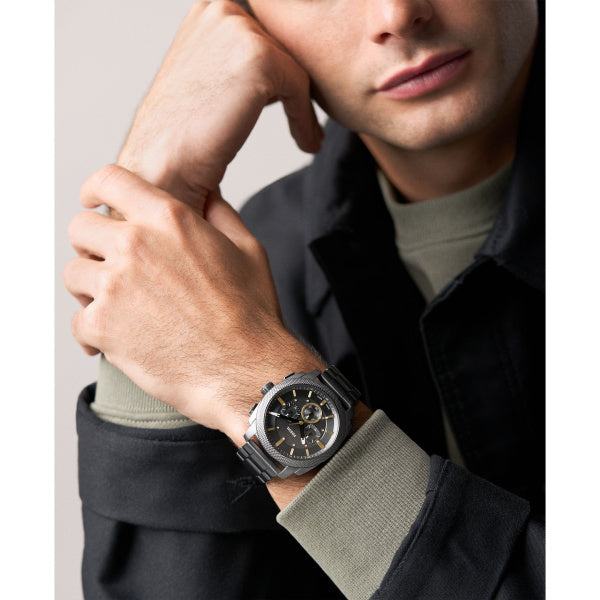 Montre homme Fossil Machine FS6160 – cadran gris bracelet acier inoxydable anthracite – vue 4