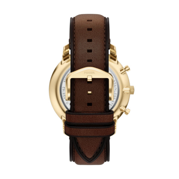 Montre homme Fossil Neutra FS6162 – cadran bleu bracelet cuir marron – vue 2
