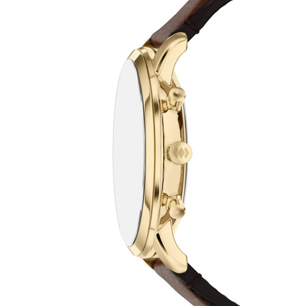 Montre homme Fossil Neutra FS6162 – cadran bleu bracelet cuir marron – vue 3