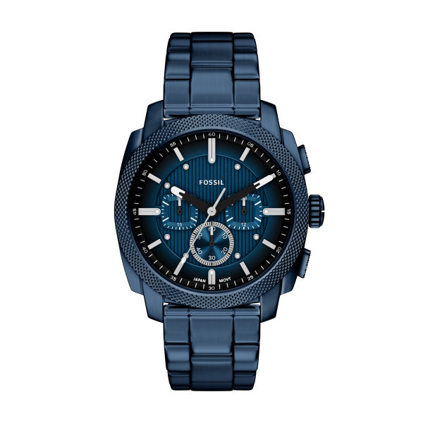 Montre homme Fossil Machine FS6167 – cadran bleu bracelet acier inoxydable bleu – vue de face