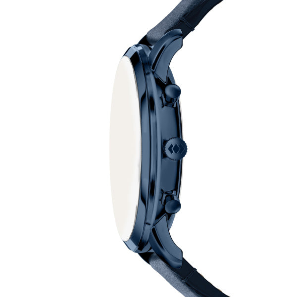 Montre homme Fossil Neutra FS6168 – cadran bleu bracelet cuir bleu – vue 3