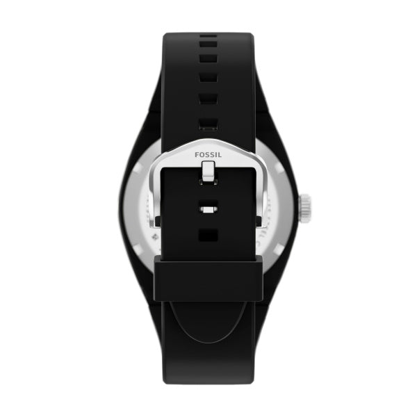 Montre homme Fossil Everett FS6175 – cadran noir bracelet silicone noir – vue 2