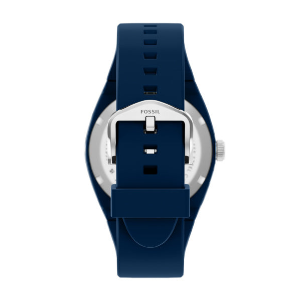 Montre homme Fossil Everett FS6177 – cadran bleu bracelet silicone bleu – vue 2