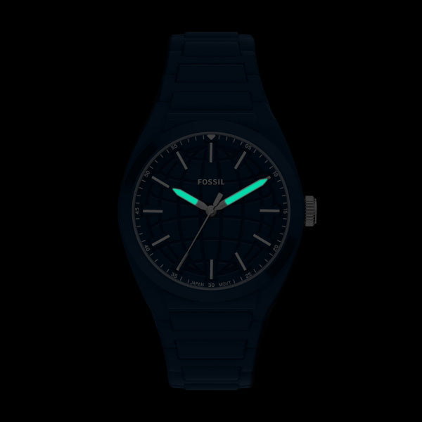 Montre homme Fossil Everett FS6177 – cadran bleu bracelet silicone bleu – vue 5