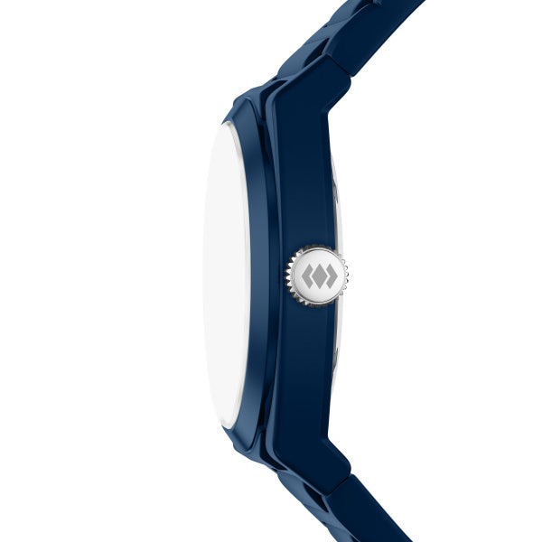 Montre homme Fossil Everett FS6177 – cadran bleu bracelet silicone bleu – vue 3