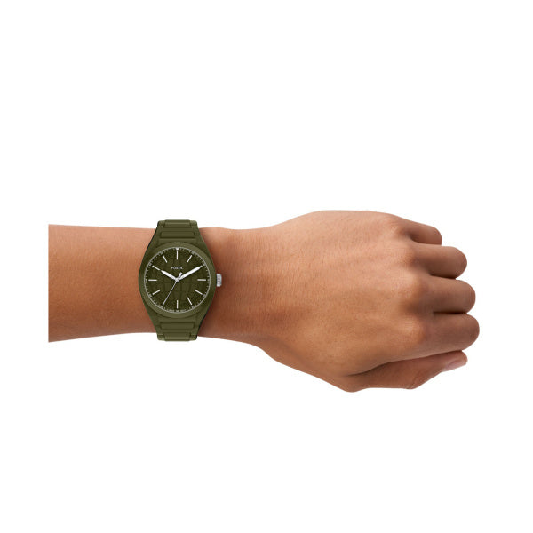 Montre homme Fossil Everett FS6178 – cadran vert bracelet silicone vert – vue 4