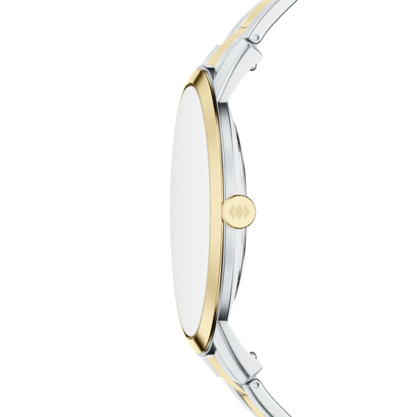 Montre homme Fossil Minimalist FS6182 – cadran noir bracelet acier inoxydable bicolore – vue 3
