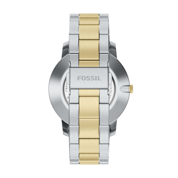 Montre homme Fossil Minimalist FS6182 – cadran noir bracelet acier inoxydable bicolore – vue 2