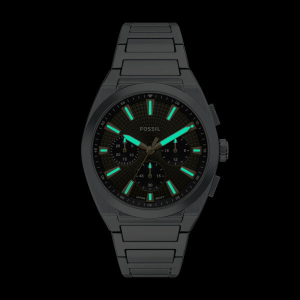 Montre homme Fossil Everett FS6183 – cadran vert bracelet acier inoxydable argenté – vue 5