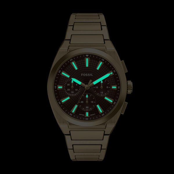 Montre homme Fossil Everett FS6184 – cadran marron bracelet acier inoxydable doré – vue 5
