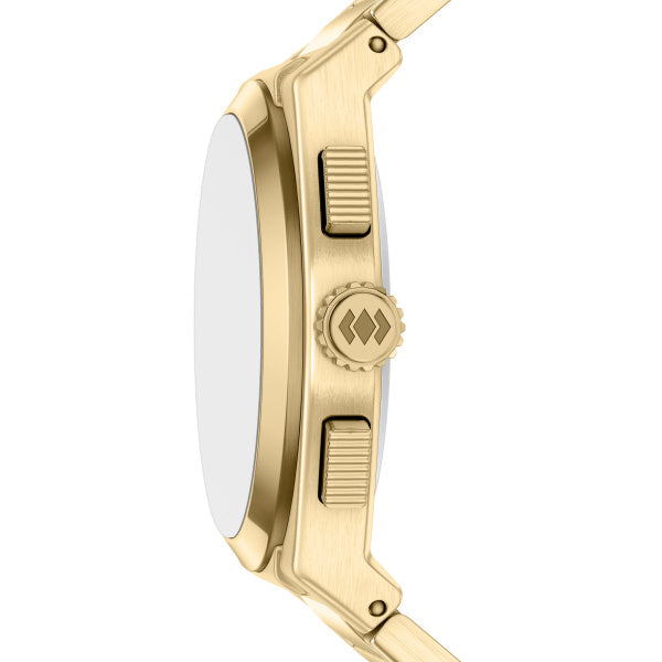 Montre homme Fossil Everett FS6184 – cadran marron bracelet acier inoxydable doré – vue 3
