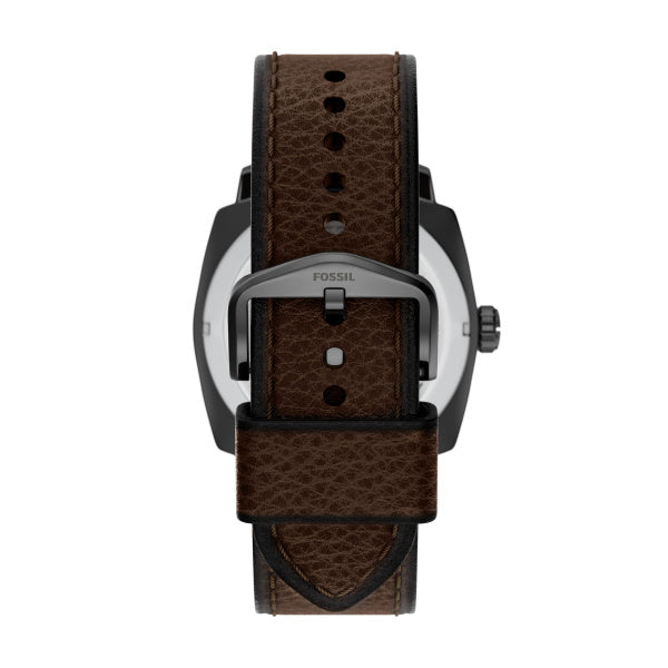 Montre homme Fossil Machine FS6187 – cadran noir bracelet cuir marron – vue 2