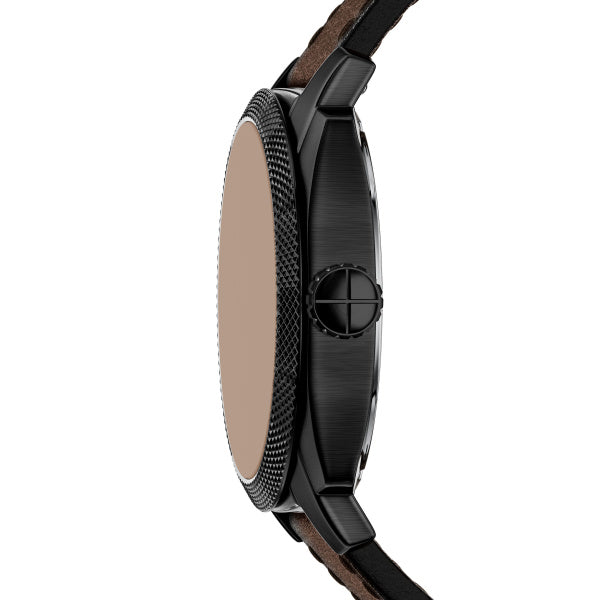 Montre homme Fossil Machine FS6187 – cadran noir bracelet cuir marron – vue 3