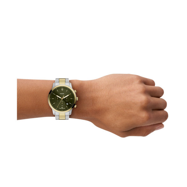 Montre homme Fossil Neutra FS6189 – cadran vert bracelet acier inoxydable bicolore – vue 4