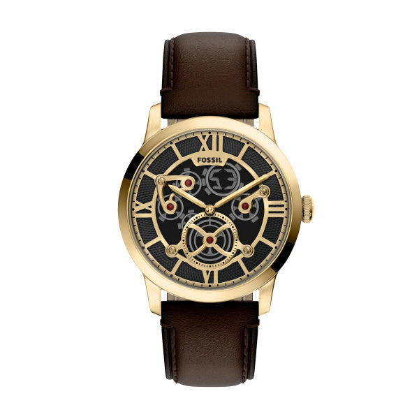 Montre connectée homme Fossil Townsman FS6190 – cadran à affichage négatif bracelet cuir marron – vue de face