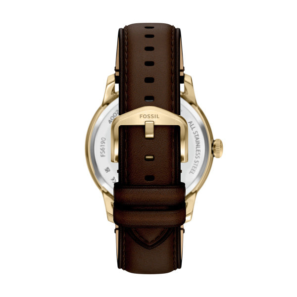 Montre connectée homme Fossil Townsman FS6190 – cadran à affichage négatif bracelet cuir marron – vue 2
