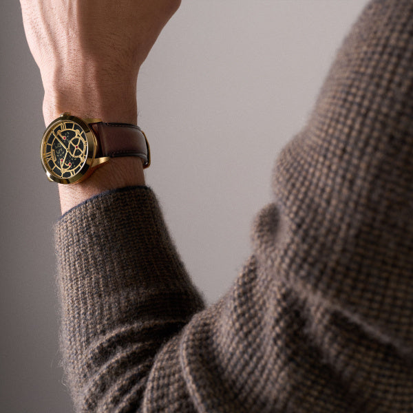 Montre connectée homme Fossil Townsman FS6190 – cadran à affichage négatif bracelet cuir marron – vue 5