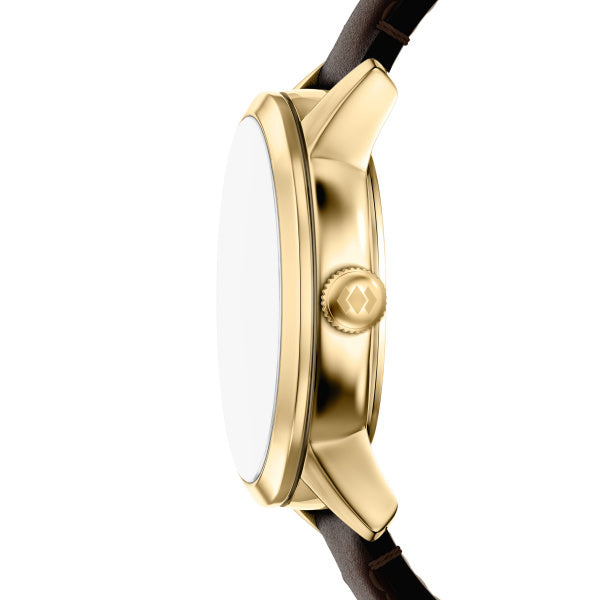 Montre connectée homme Fossil Townsman FS6190 – cadran à affichage négatif bracelet cuir marron – vue 3