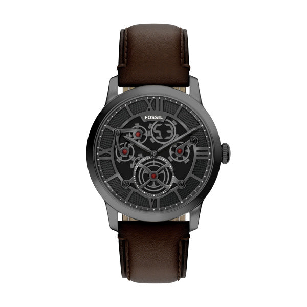 Montre connectée homme Fossil Townsman FS6191 – cadran à affichage négatif bracelet cuir marron – vue de face