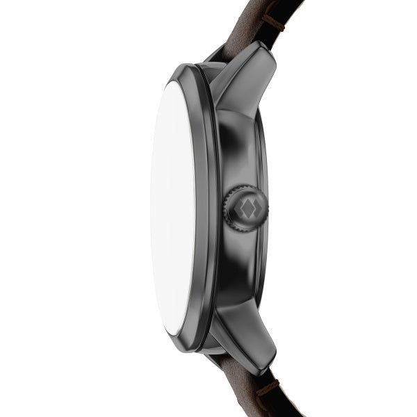 Montre connectée homme Fossil Townsman FS6191 – cadran à affichage négatif bracelet cuir marron – vue 3