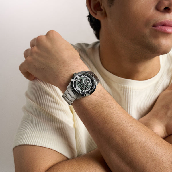 Montre connectée homme Fossil Townsman FS6192 – cadran argenté bracelet acier inoxydable argenté – vue 5