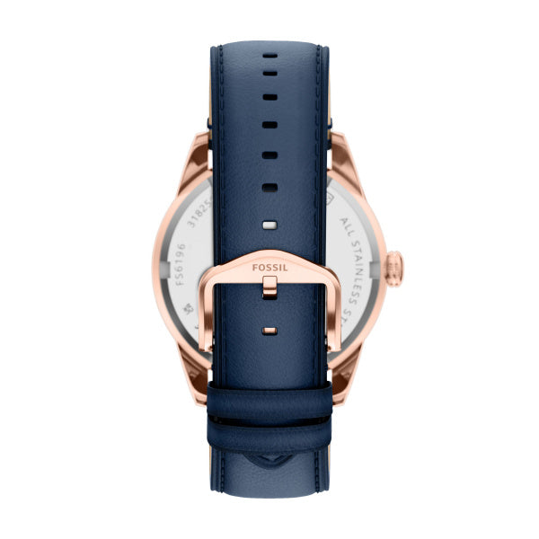 Montre homme Fossil Pearson FS6196 – cadran bleu bracelet cuir bleu – vue 2