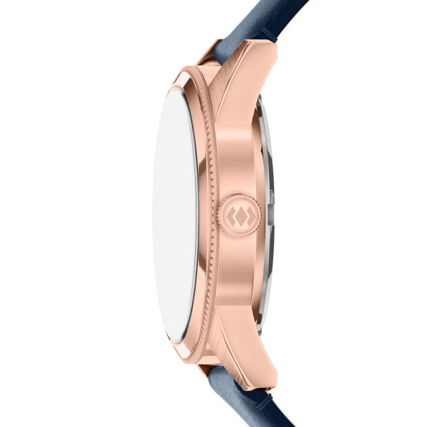 Montre homme Fossil Pearson FS6196 – cadran bleu bracelet cuir bleu – vue 3