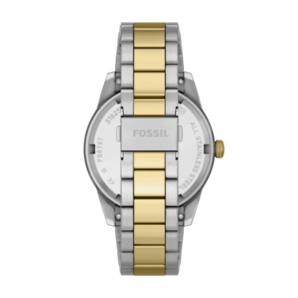 Montre homme Fossil Pearson FS6197 – cadran vert bracelet acier bicolore – vue 2