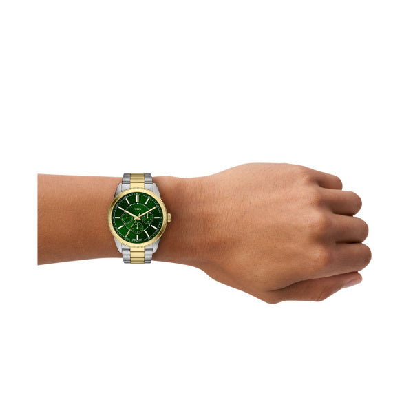 Montre homme Fossil Pearson FS6197 – cadran vert bracelet acier bicolore – vue 4