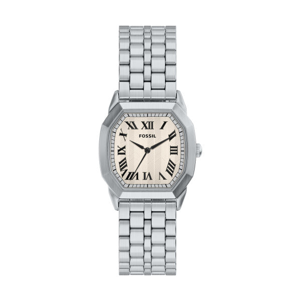 Montre homme Fossil Harlow FS6211 – cadran crème bracelet acier argenté – vue de face