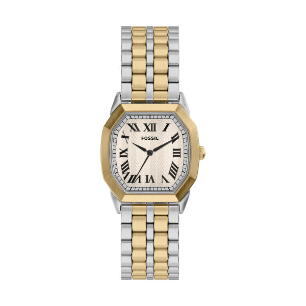 Montre homme Fossil Harlow FS6212 – cadran crème bracelet acier bicolore – vue de face