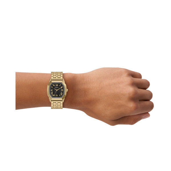 Montre homme Fossil Harlow FS6213 – cadran noir bracelet acier doré – vue 4