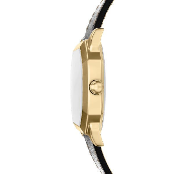 Montre homme Fossil Harlow FS6215 – cadran argenté bracelet cuir noir – vue 3