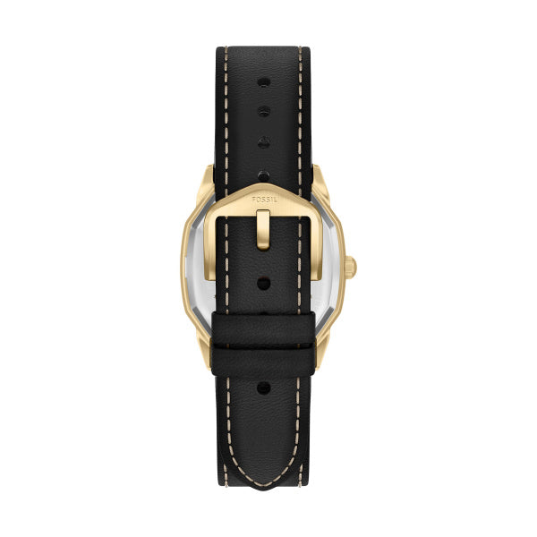 Montre homme Fossil Harlow FS6215 – cadran argenté bracelet cuir noir – vue 2