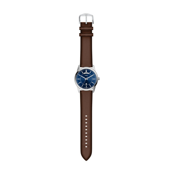 Montre homme Fossil Pearson FS6224 – cadran bleu bracelet cuir marron – vue 5