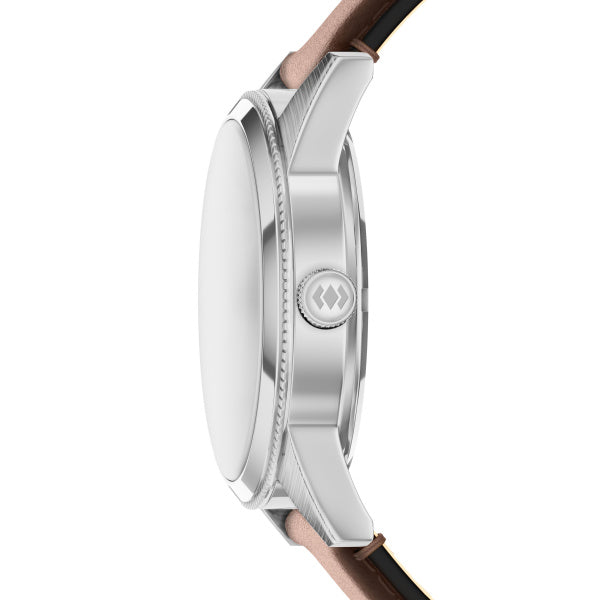 Montre homme Fossil Pearson FS6224 – cadran bleu bracelet cuir marron – vue 3