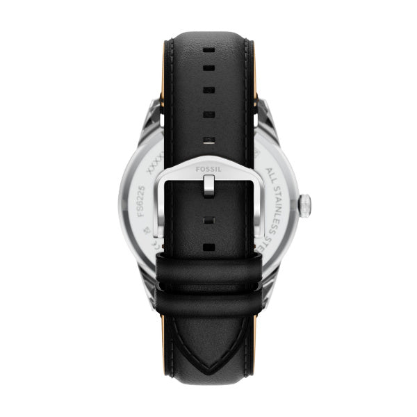 Montre homme Fossil Pearson FS6225 – cadran noir bracelet cuir noir – vue 2